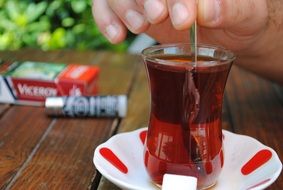 Turkish tea on a saucer