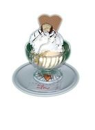 ice cream in a small glass plate
