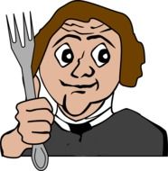 man with a fork in his hand