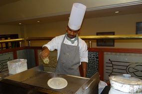 cook making pancake snack portrait