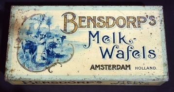 vintage packaging of milk waffles