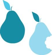 two blue pears with teeth marks