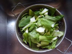 vegetables colander chopped