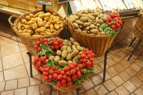 Different vegetables in the baskets