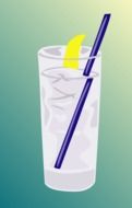 lemonade in a glass with a blue straw as a graphic image