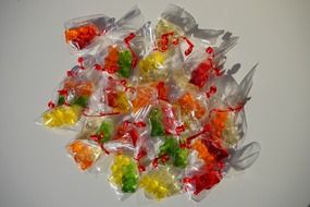 gelatin gummi bears colorful packed sachets