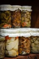 preparations jars fruit jam mushrooms