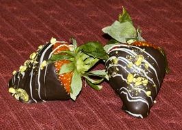 strawberry chocolate covered dessert