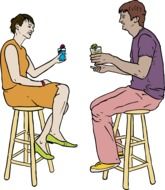 couple in bar drawing