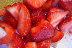 sliced juicy strawberries