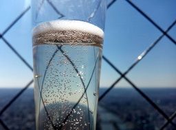 glass with liquid with bubbles