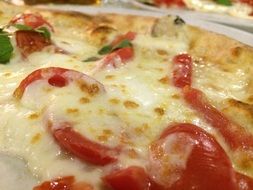 Italian pizza with mozzarella and tomatoes