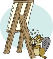 cartoon beaver eating easel, illustration