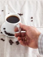 Coffe in the white coffee mug