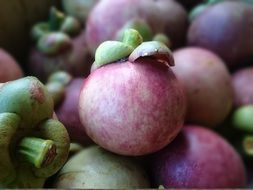 exotic fruits with green leaves