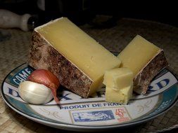 cheddar cheese snack on colorful plate