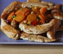 delicious grilled sausages with vegetables