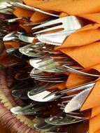 cutlery in a napkin