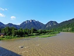 Landscape of high mountains and river, poland