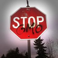 gmo word on a stop sign