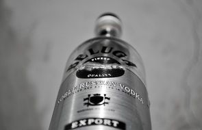 bottle of vodka in black and white background