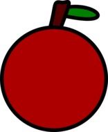 round red apple, drawing