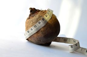 raw beetroot with measuring tape