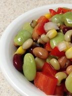 bean salad in white plate