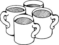 clipart of drawn four coffee mugs