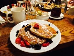 Cake and other food for breakfast