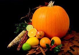 still life of colorful fruits and vegetables