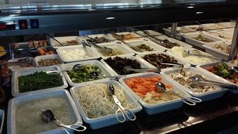 large selection of food in buffet