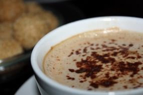 relaxed morning with cappuccino