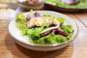 fried fish with green salad
