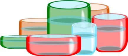 various glasses with water