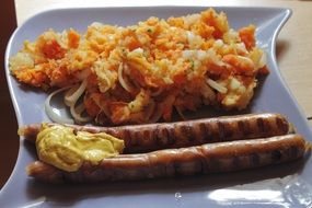 bratwurst with mashed potatoes delicious meal