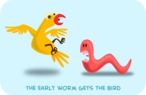 clipart of a bird and worm fight