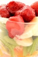 pieces of fruit in a glass