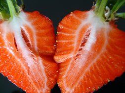 Strawberries in a cut with white veins