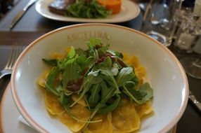 delicious parisian salad on white plate