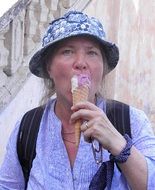 portrait of woman with fruit ice-cream