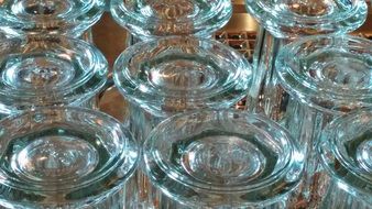 Clean glasses for beer in a restaurant