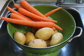 washed potatoes and carrots
