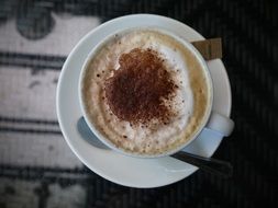 cup of cappuccino with cinnamon