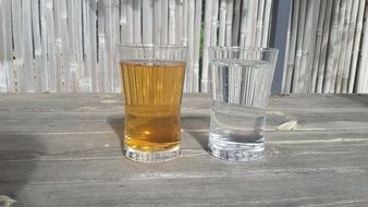 different drinks in glass glasses