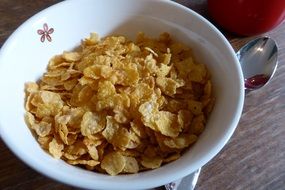 delicious cornflakes in the bowl for breakfast