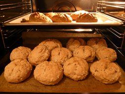 Baking fresh bread in the oven
