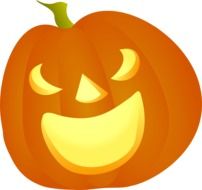 carved pumpkin for halloween on a white background