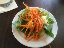 salad with fresh carrots on a white plate