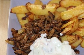 gyros with tsatsik and fried potatoes